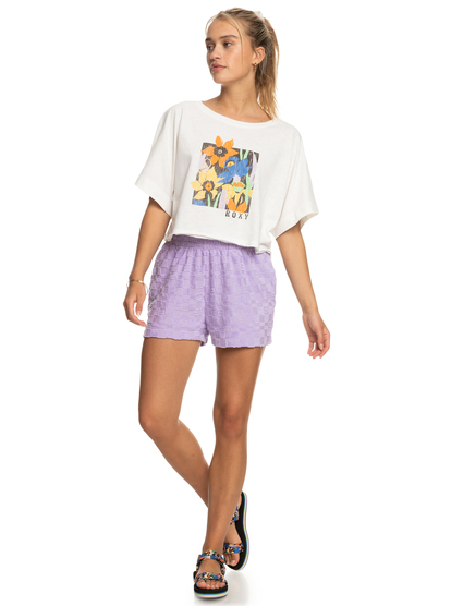 3 Tiki And Surf - Crop Oversized T-Shirt for Women White ERJZT05477 Roxy