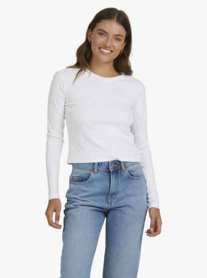 0 Womens Baseline Long Sleeve T-Shirt White URJKT03152 Roxy