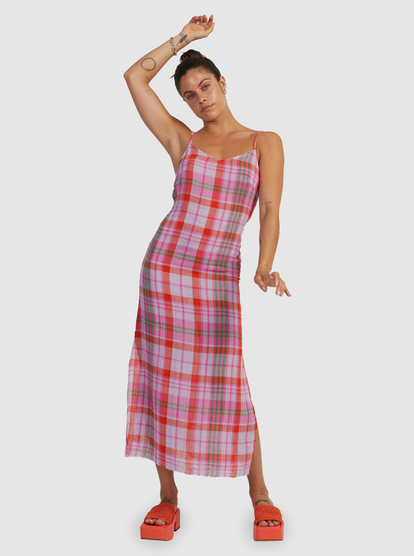 Red Tartan Dress, Maxi Plaid Dress, Red Shirt Dress, Women Maxi Dress