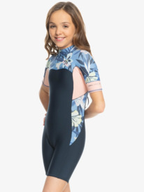 0 2mm Swell Series - Short Sleeve Back Zip Springsuit for Girls 8-16 Blue ERGW503017 Roxy