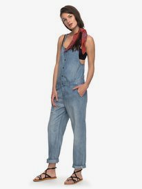 Strappy store denim jumpsuit