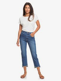 1 Sweety Ocean - High Waist Straight Fit Cropped Jeans Azul ERJDP03232 Roxy