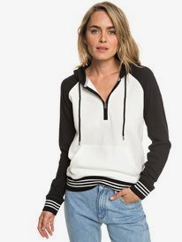 0 Softly Smile - Felpa con Semi Zip e Cappuccio da Donna White ERJFT03910 Roxy