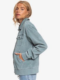 3 Desert Sands - Corduroy Trucker Jacket Blue ERJJK03380 Roxy