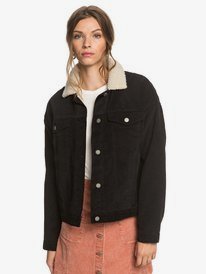 0 Good Fortune - Corduroy Trucker Jacket for Women Preto ERJJK03393 Roxy