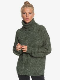 Green roll top neck jumper womens