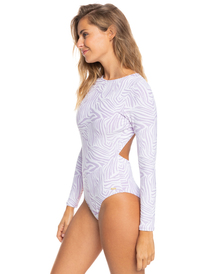 2 Womens ROXY Baby Long Sleeve UPF 50 One-Piece Swimsuit Purple ERJWR03580 Roxy