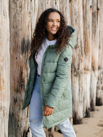 Green long puffer on sale jacket