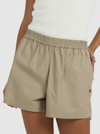 0 Womens Lekeitio Bay Elasticated Shorts Brown URJNS03064 Roxy