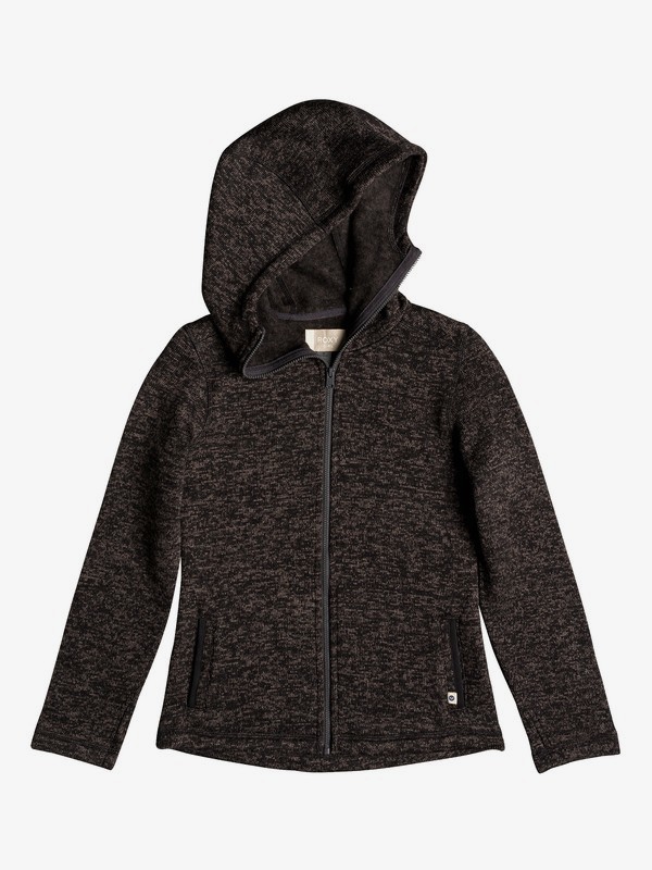 roxy, Girl's 7-14 Trail Side Zip-Up Hooded Fleece, CHARCOAL HEATHER (ktah) 0 Girl's 7-14 Trail Side Zip-Up Hooded Fleece Black ARGFT03068 Roxy