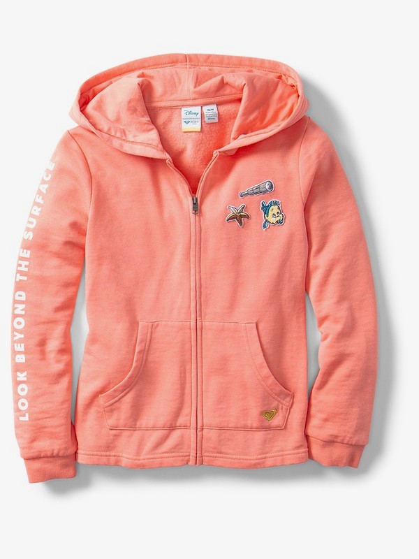 roxy, Ariel Mask And Snorkels Zip-Up Hoodie, BURNT CORAL (mhp0) 0 Ariel Mask And Snorkels Zip-Up Hoodie Pink ARGFT03080 Roxy