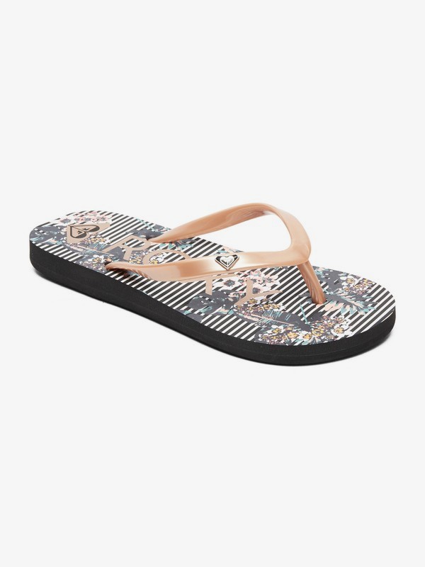 roxy, Girl's 7-14 Pebbles Flip-Flops, BLACK STRIPE (bsp) 0 Girl's 7-14 Pebbles Flip-Flops Black ARGL100182 Roxy