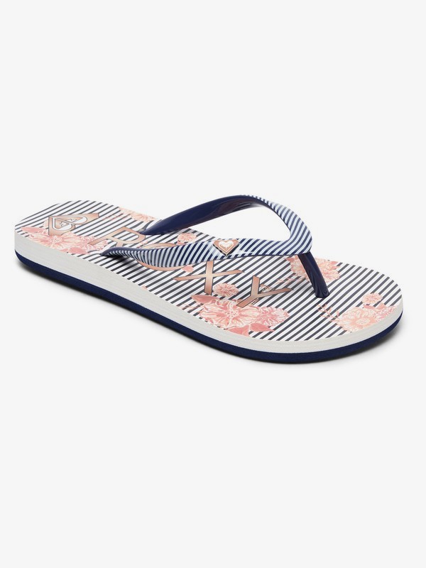 roxy, Girl's 7-14 Pebbles Flip-Flops, BLACK/WHITE STENCIL (bws) 0 Girl's 7-14 Pebbles Flip-Flops Black ARGL100182 Roxy
