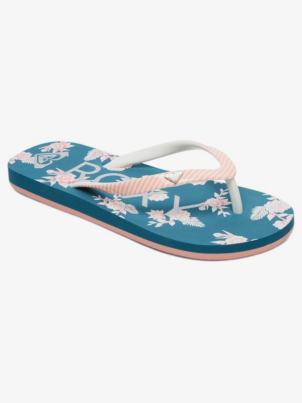 roxy, Girl's 7-14 Pebbles Flip-Flops, GREY/BLUE (gbf) 0 Girl's 7-14 Pebbles Flip-Flops Grey ARGL100182 Roxy