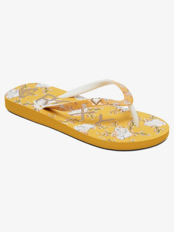roxy, Girl's 7-14 Pebbles Flip-Flops, MUSTARD (mu0) 0 Girl's 7-14 Pebbles Flip-Flops Yellow ARGL100182 Roxy