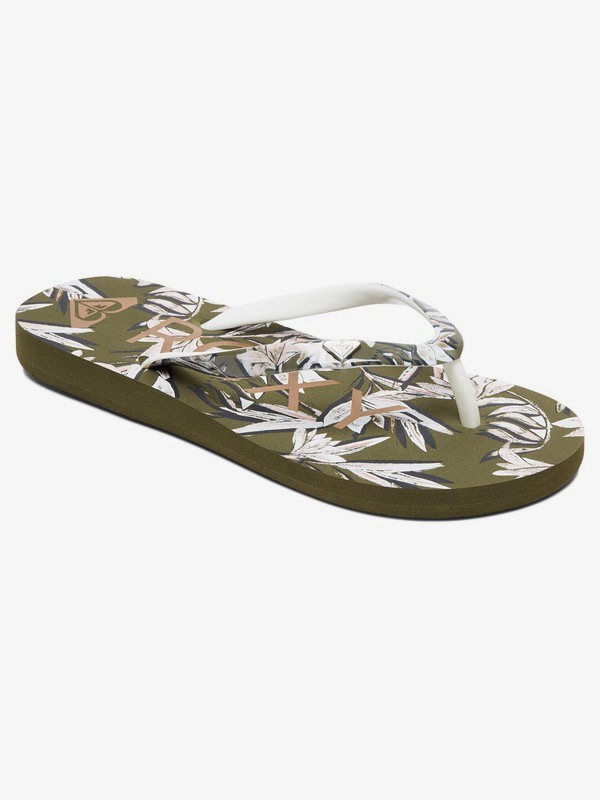 roxy, Girl's 7-14 Pebbles Flip-Flops, OLIVE (olv) 0 Girl's 7-14 Pebbles Flip-Flops Green ARGL100182 Roxy