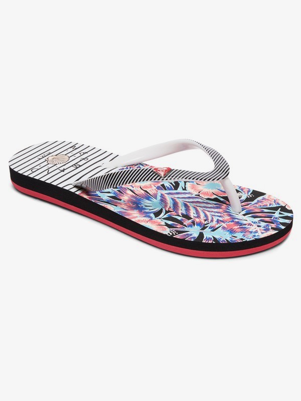 roxy, Girl's 7-14 Pebbles Flip-Flops, WHITE/BLACK/FLOWER (wbf) 0 Girl's 7-14 Pebbles Flip-Flops White ARGL100182 Roxy