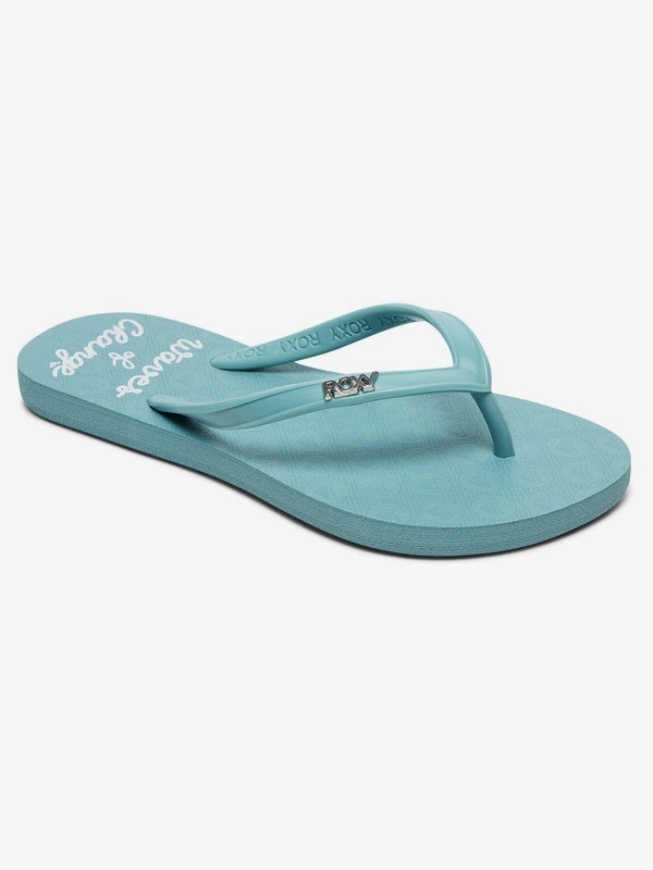 roxy, Girl's 7-14 Viva Stamp Flip-Flops, AQUARIUS (aqs) 0 Girl's 7-14 Viva Stamp Flip-Flops Blue ARGL100218 Roxy