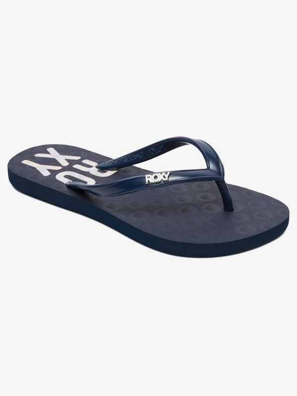 roxy, Girl's 7-14 Viva Stamp Flip-Flops, NAVY (nvy) 0 Girl's 7-14 Viva Stamp Flip-Flops Blue ARGL100218 Roxy