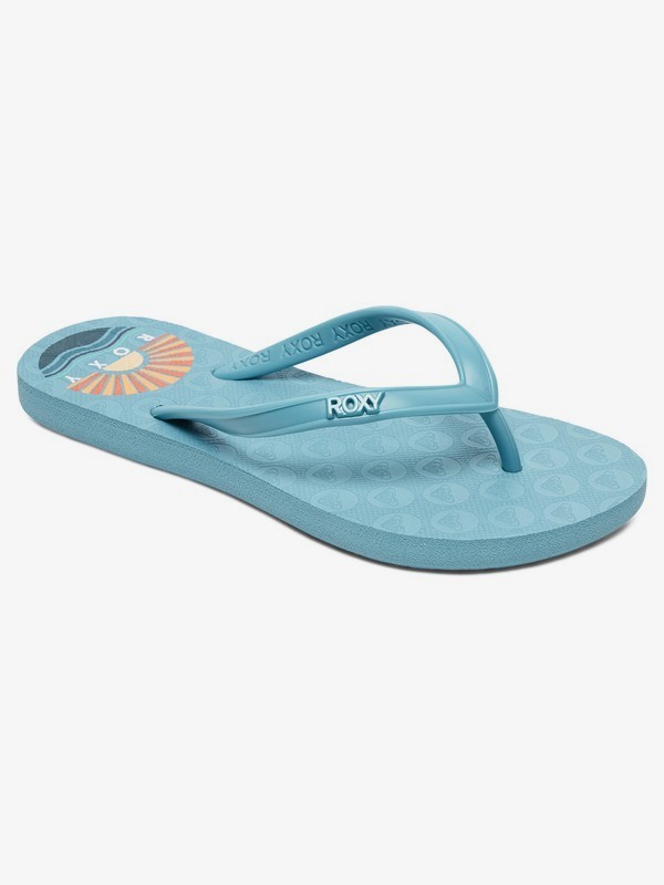 roxy, Girl's 7-14 Viva Stamp Flip-Flops, POWDER BLUE/LIGHT GREY (pl1) 0 Girl's 7-14 Viva Stamp Flip-Flops Blue ARGL100218 Roxy