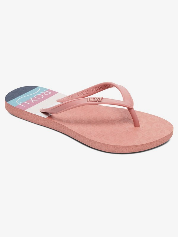roxy, Girl's 7-14 Viva Stamp Flip-Flops, ROSE (ros) 0 Girl's 7-14 Viva Stamp Flip-Flops Pink ARGL100218 Roxy