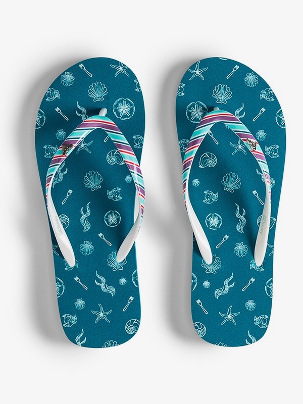 roxy, Ariel Pebbles Flip-Flops, TEAL (tel) 0 Ariel Pebbles Flip-Flops Green ARGL100232 Roxy