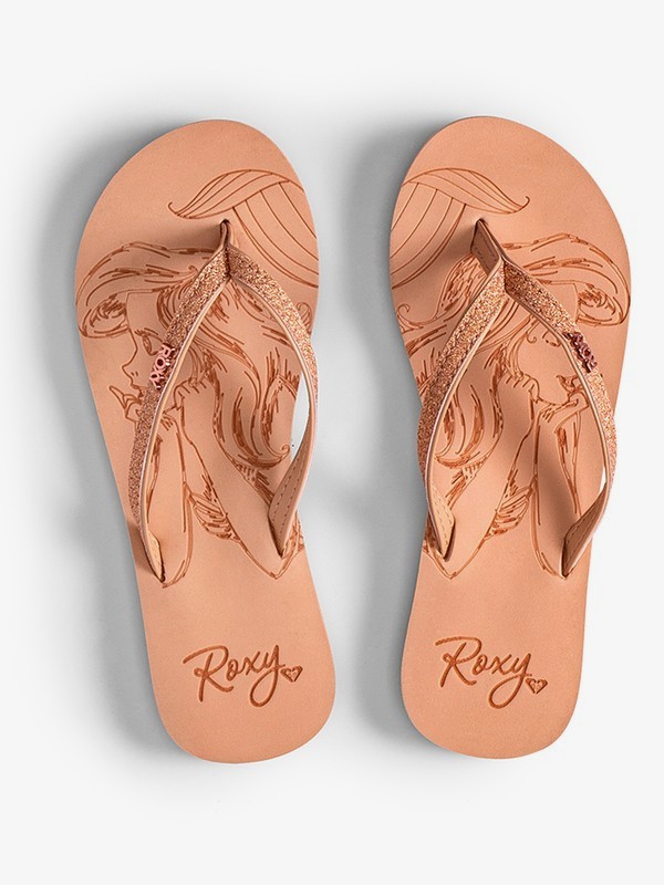 roxy, Girl's 7-14 Napili Flip-Flops, BEIGE (bge) 0 Girl's 7-14 Napili Flip-Flops Brown ARGL100233 Roxy