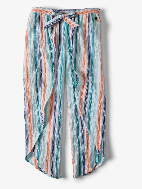 roxy, Girl's 7-14 Ariel Jessa Tie-Front Viscose Trousers, BRIGHT WHITE DISNEY STRIPE (wbb3) 0 Girl's 7-14 Ariel Jessa Tie-Front Viscose Trousers White ARGNP03015 Roxy
