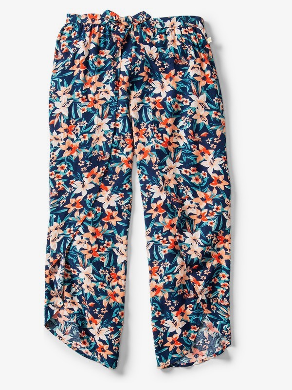 roxy, Ariel Jessa Tie-Front Viscose Trousers, DRESS BLUES SEBASTIAN FLORAL B (btk7) 0 Ariel Jessa Tie-Front Viscose Trousers Blue ARGNP03015 Roxy
