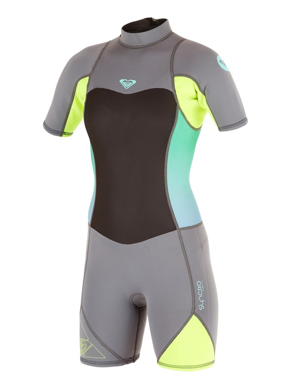 roxy, Syncro Flatlock 2mm - Springsuit manches courtes Back Zip, D.GREY / F.LEMON (xkkg) 0 Syncro Flatlock 2mm - Springsuit manches courtes Back Zip ARGW503002 Roxy