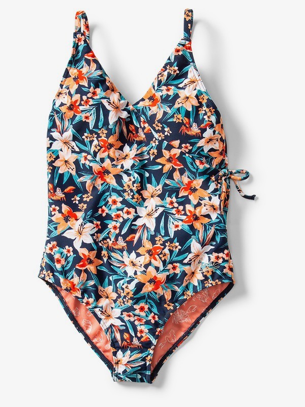 roxy, Ariel Sebastian Floral One-Piece Swimsuit, DRESS BLUES SEBASTIAN FLORAL B (btk7) 0 Ariel Sebastian Floral One-Piece Swimsuit Blue ARGX103021 Roxy