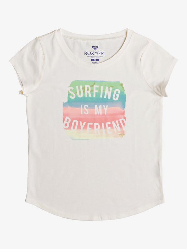 roxy, Girl's 7-14 Surfing Is My Bf Tee, SEA SPRAY (wbs0) 0 Girl's 7-14 Surfing Is My Bf Tee White ARGZT03231 Roxy
