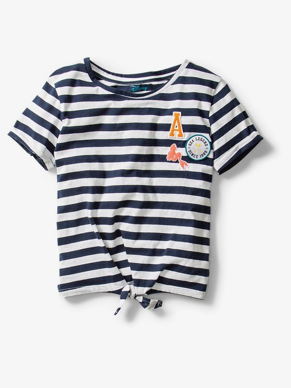 roxy, Ariel Little Mermaid Make Waves Tie-Front Tee, DRESS BLUES EASY STRIPE (btk3) 0 Ariel Little Mermaid Make Waves Tie-Front Tee Blue ARGZT03385 Roxy