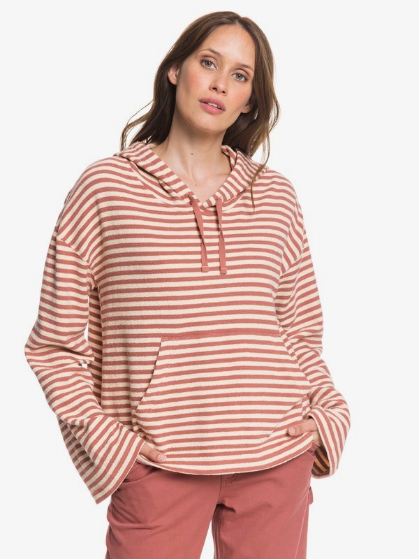 roxy, Get Casual Oversized Cropped Hoodie, CEDAR WOOD/IVORY CREAM STRIPE (xmmw) 0 Get Casual Oversized Cropped Hoodie Pink ARJFT03612 Roxy