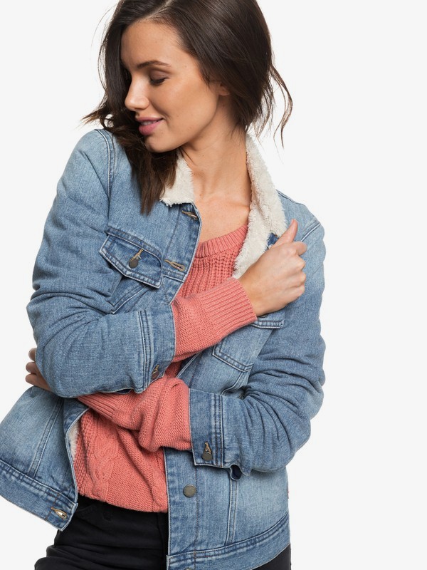 roxy, Sandy Sherpa Lined Denim Jacket, RETRO BLUE (bkp0) 0 Sandy Sherpa Lined Denim Jacket Blue ARJJK03031 Roxy