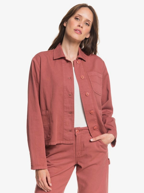 roxy, Wilmans Work Cropped Shirt Jacket, CEDAR WOOD (mms0) 0 Wilmans Work Cropped Shirt Jacket Pink ARJJK03034 Roxy