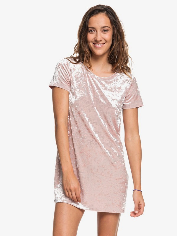 roxy, Cuffing Season Short Sleeve Velvet Dress, PEACH WHIP (mek0) 0 Cuffing Season Short Sleeve Velvet Dress Pink ARJKD03165 Roxy