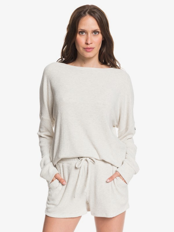 roxy, Holiday Everyday Cozy Long Sleeve Rib Knit Top, METRO HEATHER (tenh) 0 Holiday Everyday Cozy Long Sleeve Rib Knit Top Beige ARJKT03266 Roxy