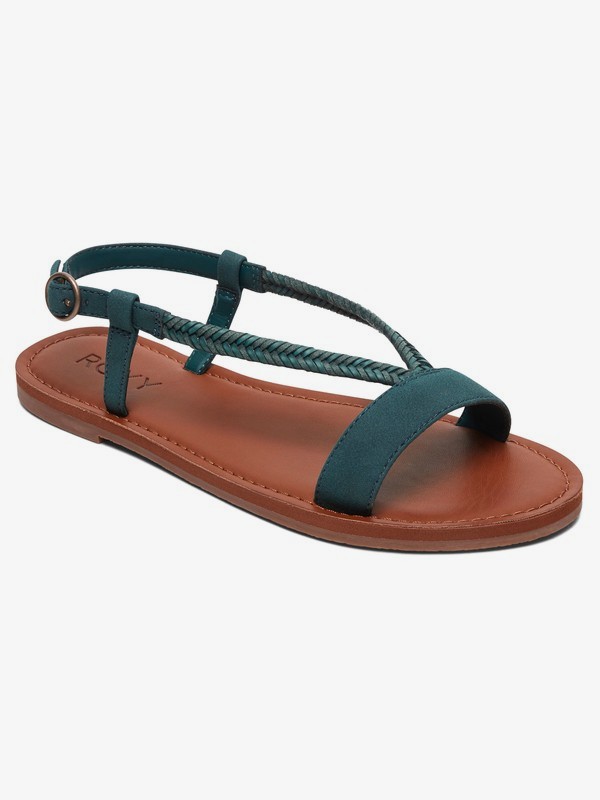roxy, Kitty Braided Faux-Suede Sandals, TEAL (tel) 0 Kitty Braided Faux-Suede Sandals Green ARJL100765 Roxy