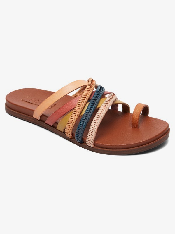 roxy, Esme Multi-Strap Leather Sandal, MULTI (mlt) 0 Esme Multi-Strap Leather Sandal Orange ARJL200688 Roxy