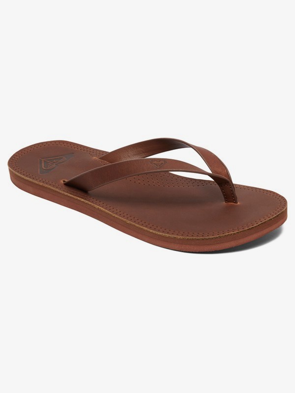 roxy, Brinn Leather Flip-Flops, CHOCOLATE (chl) 0 Brinn Leather Flip-Flops Brown ARJL200689 Roxy