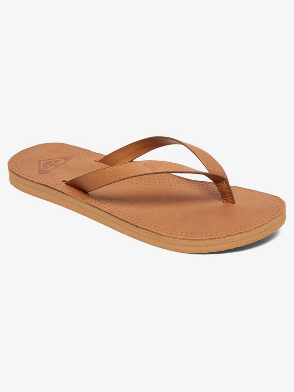 roxy, Brinn Leather Flip-Flops, TAN (tan) 0 Brinn Leather Flip-Flops Beige ARJL200689 Roxy