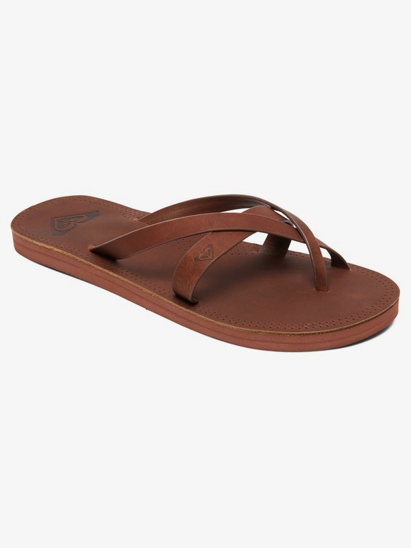 roxy, Gemma Leather Sandals, CHOCOLATE (chl) 0 Gemma Leather Sandals Brown ARJL200690 Roxy