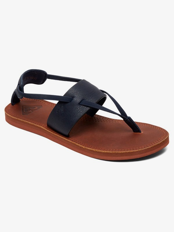 roxy, Shawna Leather Sandals, NAVY (nvy) 0 Shawna Leather Sandals Blue ARJL200691 Roxy