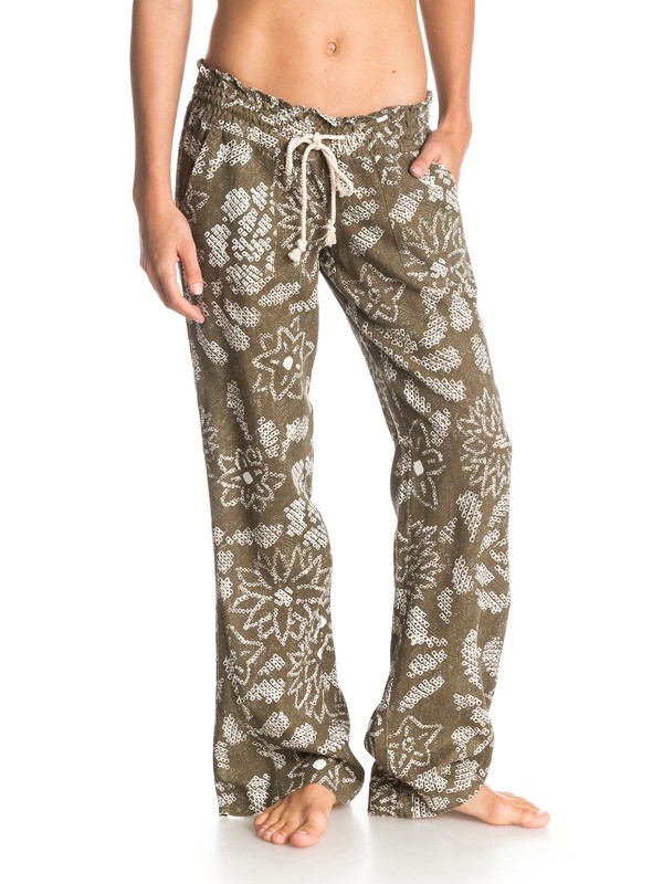 roxy, Oceanside Printed Beach Pants, 5844 BATIK PRINT CQW6 (MILITAR (cqw6) 0 Oceanside Printed Beach Pants ARJNP03013 Roxy