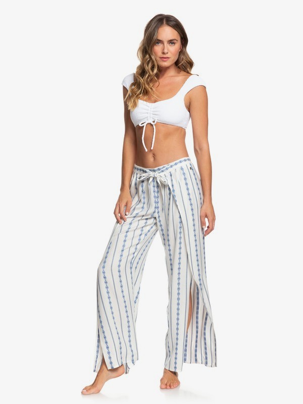 roxy, Olivia Tie-Front Viscose Pants, MYKONOS BLUE AZURE STRIPES (bzf3) 0 Olivia Tie-Front Viscose Pants Blue ARJNP03135 Roxy