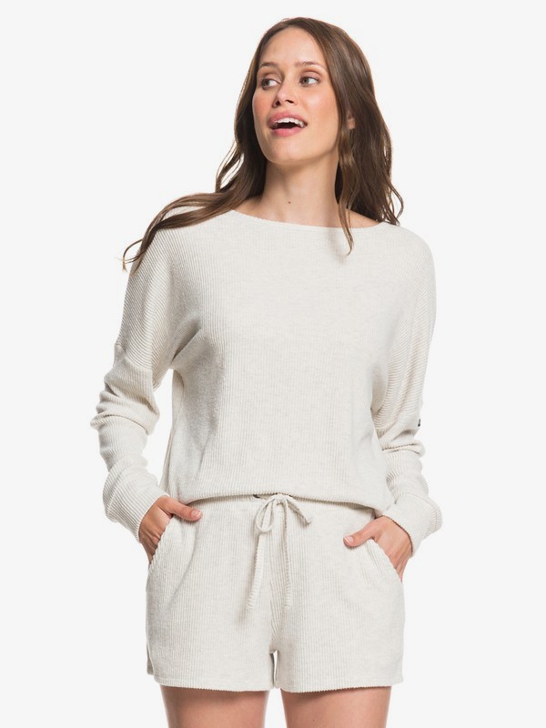 roxy, Forbidden Summer Cozy Rib Knit Sweat Shorts, METRO HEATHER (tenh) 0 Forbidden Summer Cozy Rib Knit Sweat Shorts Beige ARJNS03115 Roxy