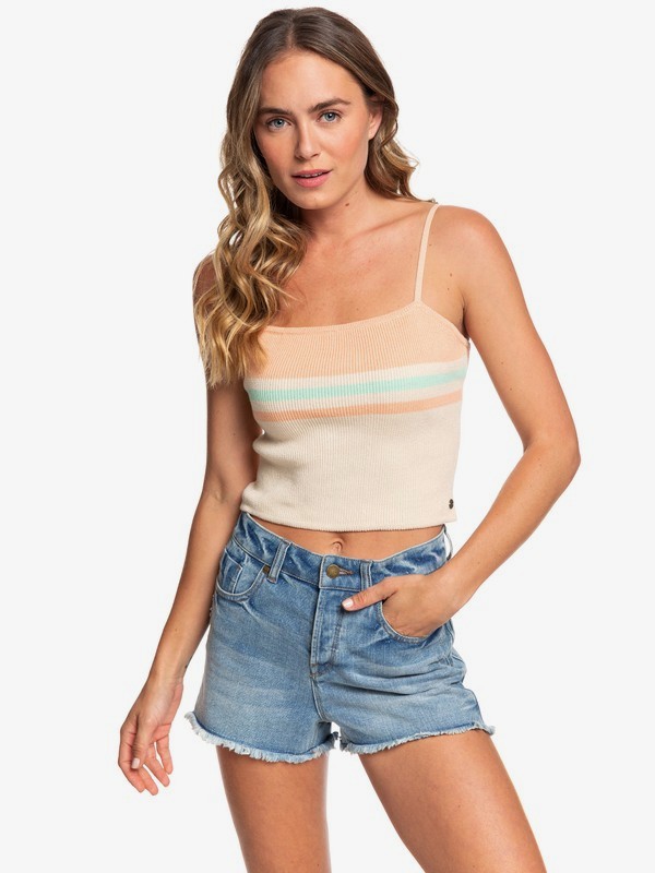 roxy, Coachella Vibes Cropped Strappy Top, TAPIOCA (teh0) 0 Coachella Vibes Cropped Strappy Top Beige ARJSW03224 Roxy