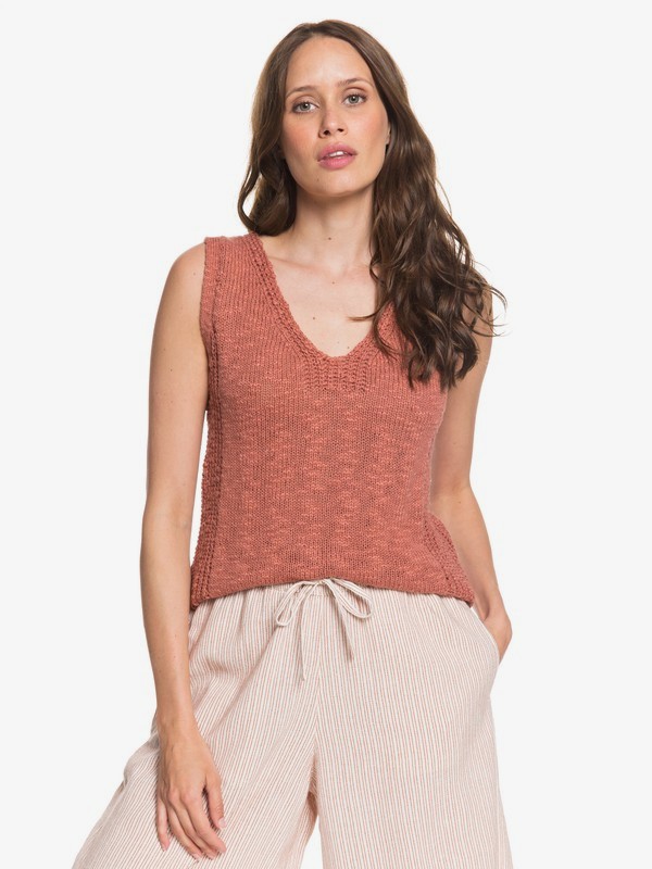 roxy, Blooming Season Knitted Vest Top, CEDAR WOOD (mms0) 0 Blooming Season Knitted Vest Top Pink ARJSW03226 Roxy