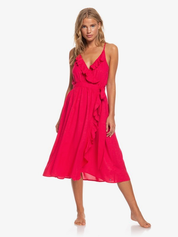 roxy, Rooftop Sunrise Midi Strappy Dress, BARBERRY (mpt0) 0 Rooftop Sunrise Midi Strappy Dress Pink ARJWD03268 Roxy